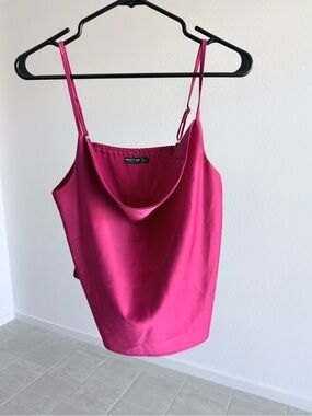 Nasty Gal Hot Pink Satin Cowl Neck Cami
